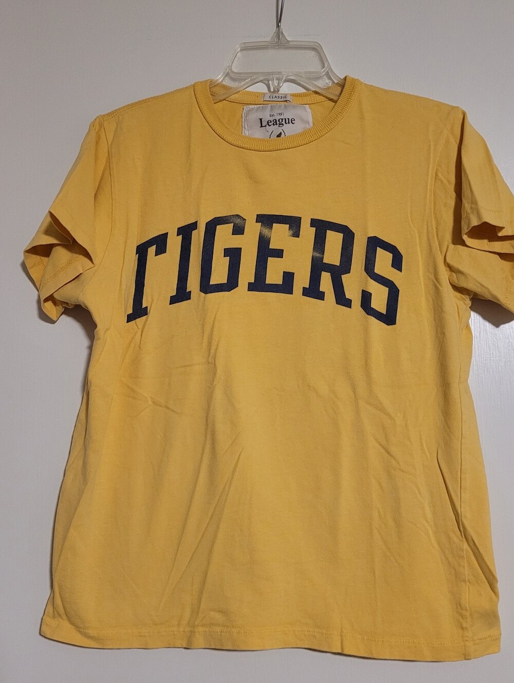 Vintage League Brand Tigers T-shirt, Gold And Blue, Size Small